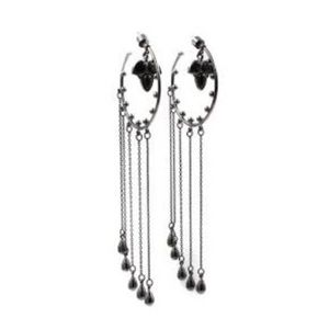 BCBGeneration Chain Drop Hematite Hoop Earrings